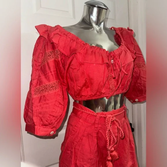 Free People Linen blend Crop Top & Pants Set small - Picture 14 of 16